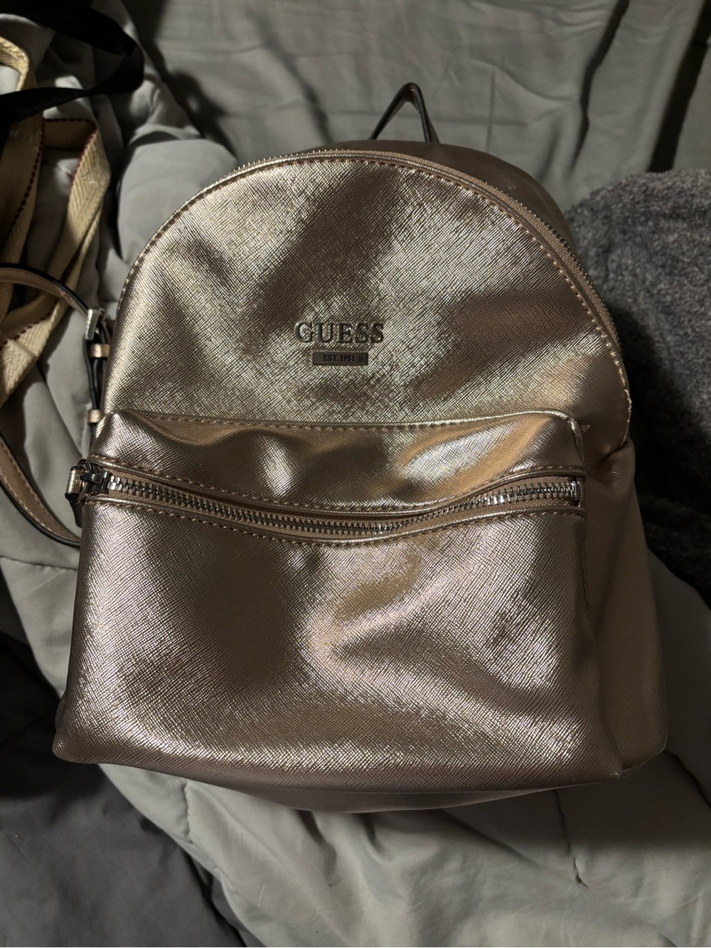 GUESS Metallic Rose Gold Mini Backpack